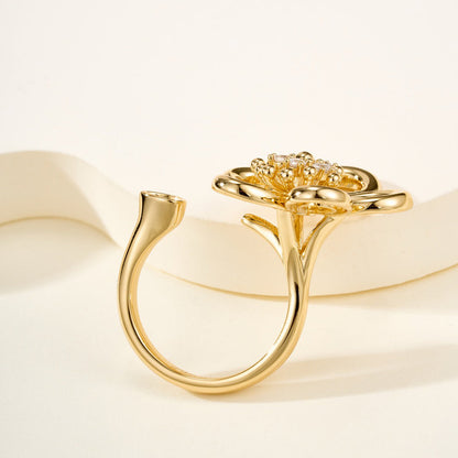 [AuraEcho]  FLOWERLACE OPEN RING 5 DIAMONDS