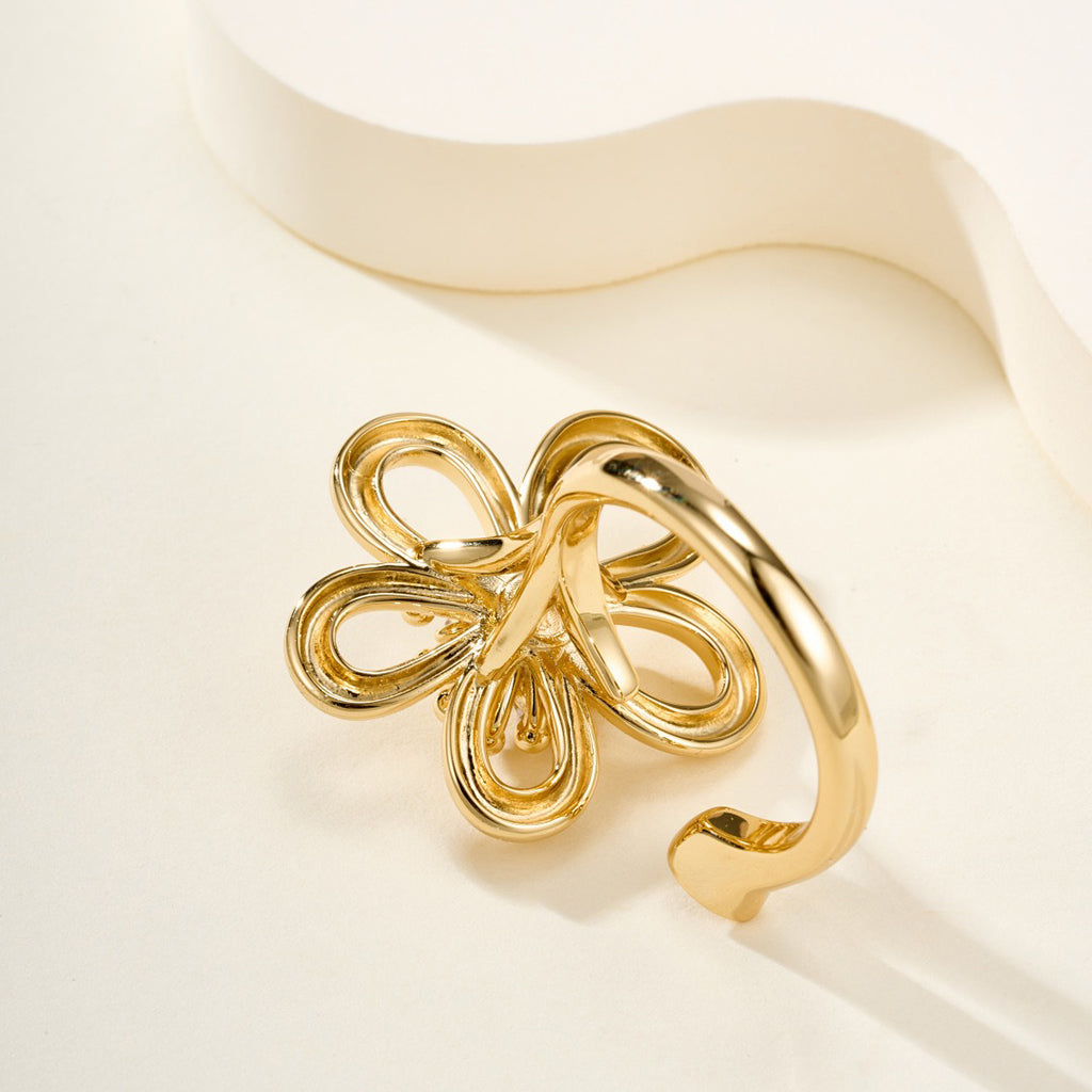 [AuraEcho]  FLOWERLACE OPEN RING 5 DIAMONDS