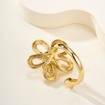 [AuraEcho]  FLOWERLACE OPEN RING 5 DIAMONDS