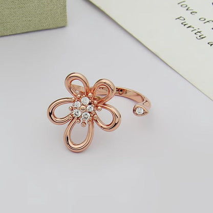 [AuraEcho]  FLOWERLACE OPEN RING 5 DIAMONDS