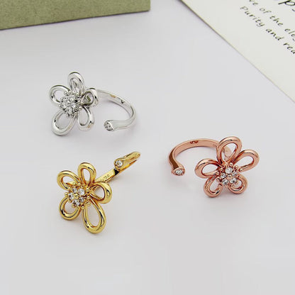 [AuraEcho]  FLOWERLACE OPEN RING 5 DIAMONDS