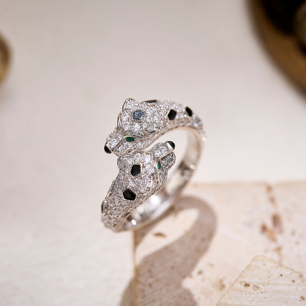 [AuraEcho]PANTHERE DOUBLE HEADED FULL DIAMOND  RING