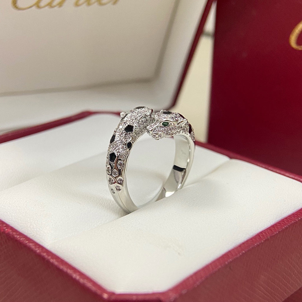 [AuraEcho]PANTHERE DOUBLE HEADED FULL DIAMOND  RING
