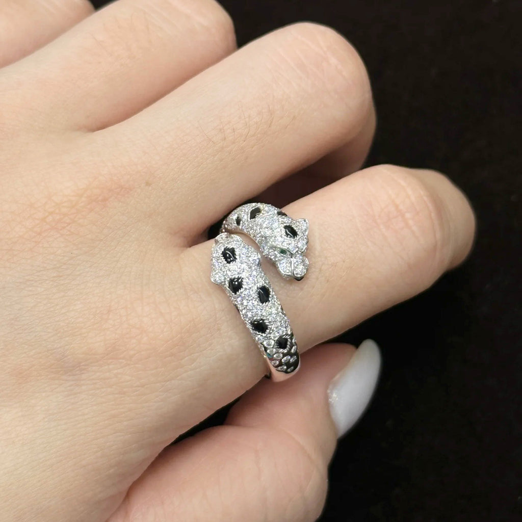[AuraEcho]PANTHERE DOUBLE HEADED FULL DIAMOND  RING