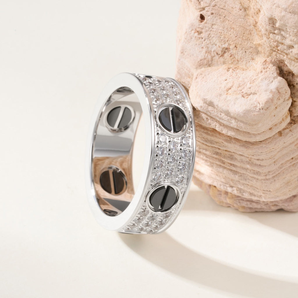 [AuraEcho]LOVE RING 5.5MM DIAMONDS PAVED CERAMIC