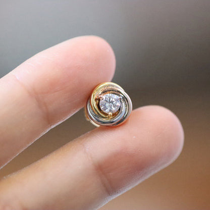[AuraEcho]TRINITY STUD DIAMOND EARRINGS