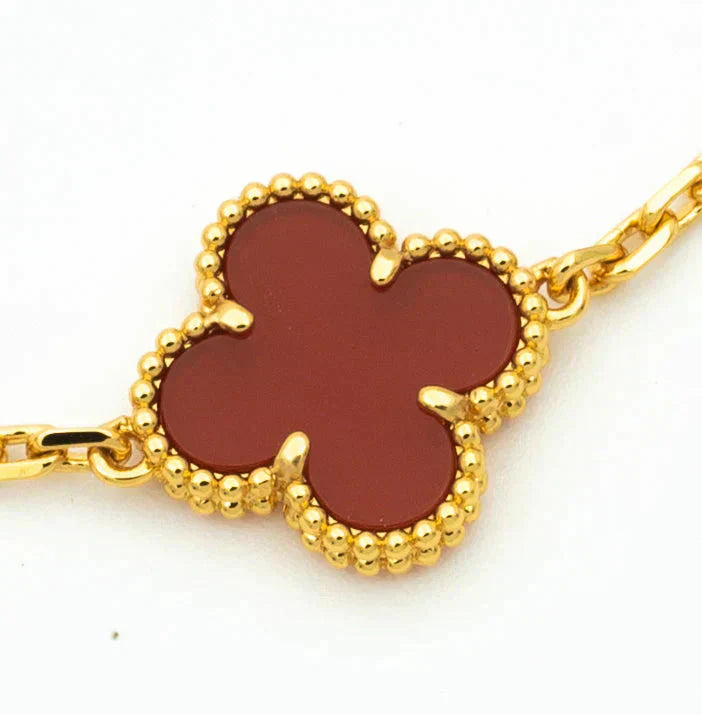 [AuraEcho] CLOVER 5 MOTIF RED CORNELIAN BRACELET COLLECTION