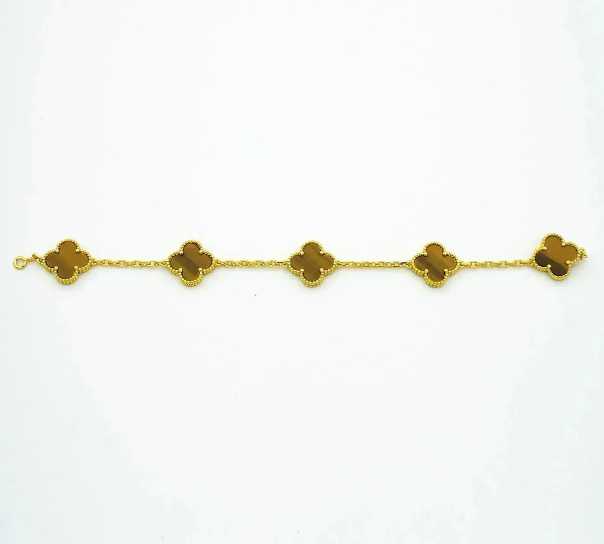 [AuraEcho] CLOVER 5 MOTIFS TIGER EYE BRACELET COLLECTION