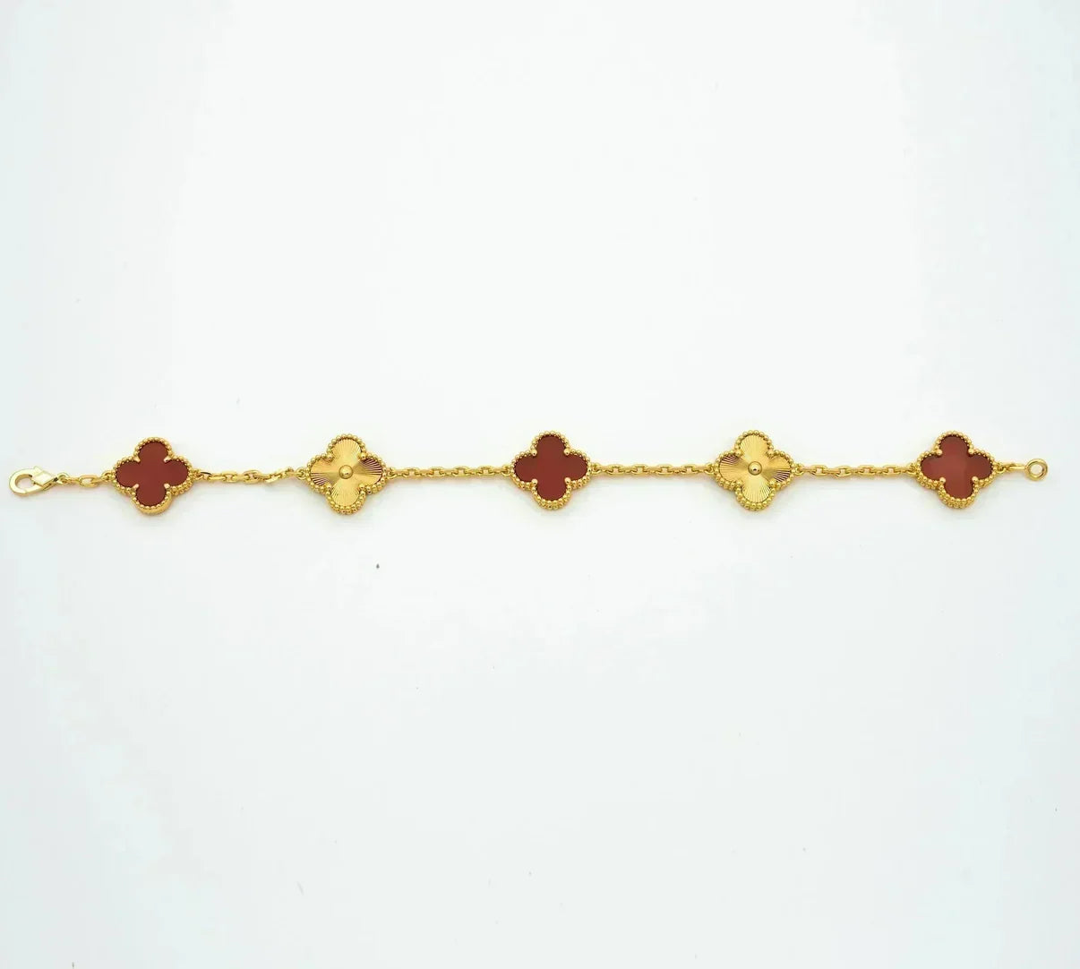 [AuraEcho] CLOVER 5 MOTIF RED CORNELIAN BRACELET COLLECTION