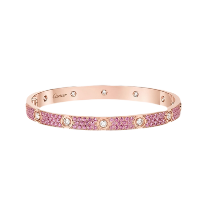 [AuraEcho]2026 PAVE GEMSTONE LOVE BRACELET 6.1MM 10 DIAMONDS