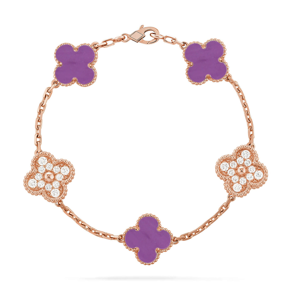 [AuraEcho] CLOVER 5 MOTIF VIOLET BRACELET COLLECTION