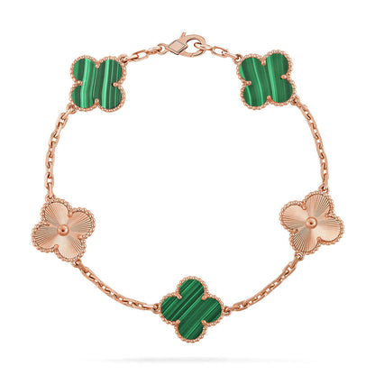 [AuraEcho] CLOVER 5 MOTIF MALACHITE BRACELET COLLECTION