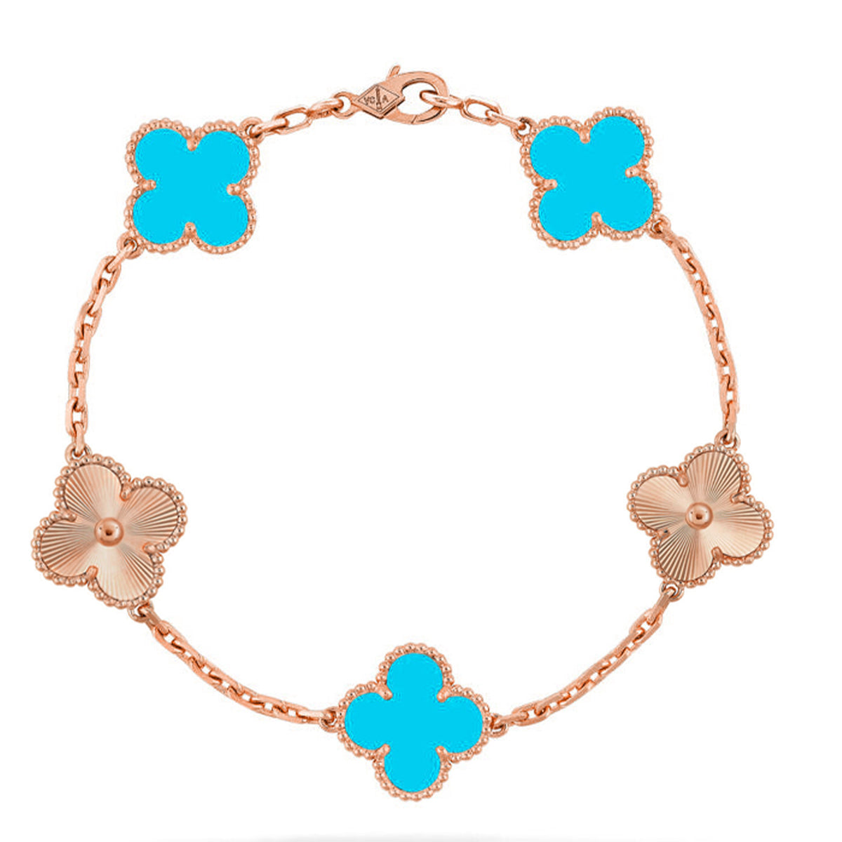 [AuraEcho] CLOVER 5 MOTIF TURQUOISE BRACELET COLLECTION