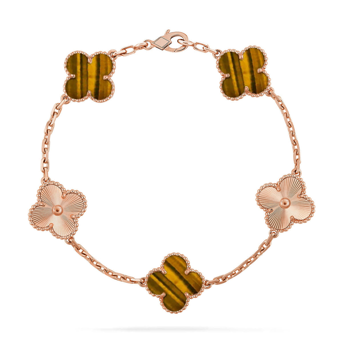 [AuraEcho] CLOVER 5 MOTIFS TIGER EYE BRACELET COLLECTION