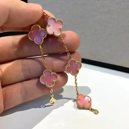 [AuraEcho] CLOVER 5 MOTIFS  PINK MOP BRACELET COLLECTION