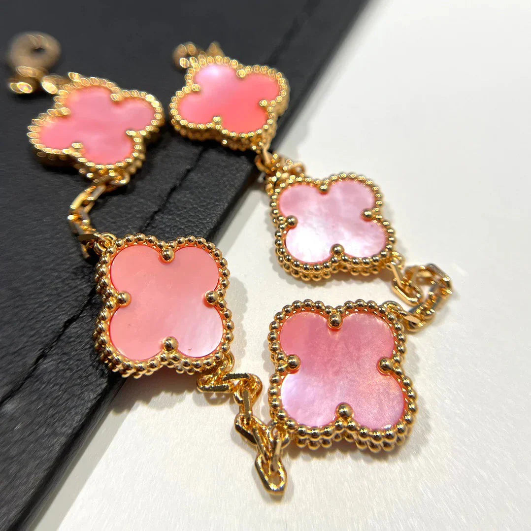 [AuraEcho] CLOVER 5 MOTIFS  PINK MOP BRACELET COLLECTION