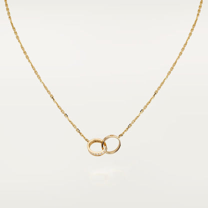 [AuraEcho]LOVE DOUBLE RING HALF DIAMOND NECKLACE