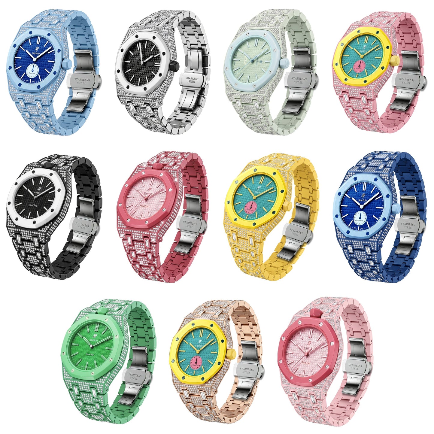 [AuraEcho]Royal Oak Pop Exclusive Bioceramic Case & Bioceramic Strap Full Diamond