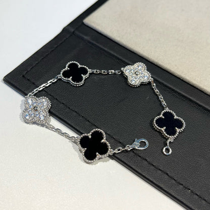 [AuraEcho] CLOVER 5 MOTIF ONYXS BRACELET COLLECTION