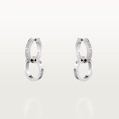 [AuraEcho]LOVE 3.3MM DANGLE HALF DIAMOND EARRINGS