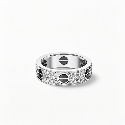 [AuraEcho]LOVE RING 5.5MM DIAMONDS PAVED CERAMIC