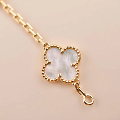 [AuraEcho]CLOVER WHITE PEARL MOP 5 MOTIF BRACELET COLLECTION