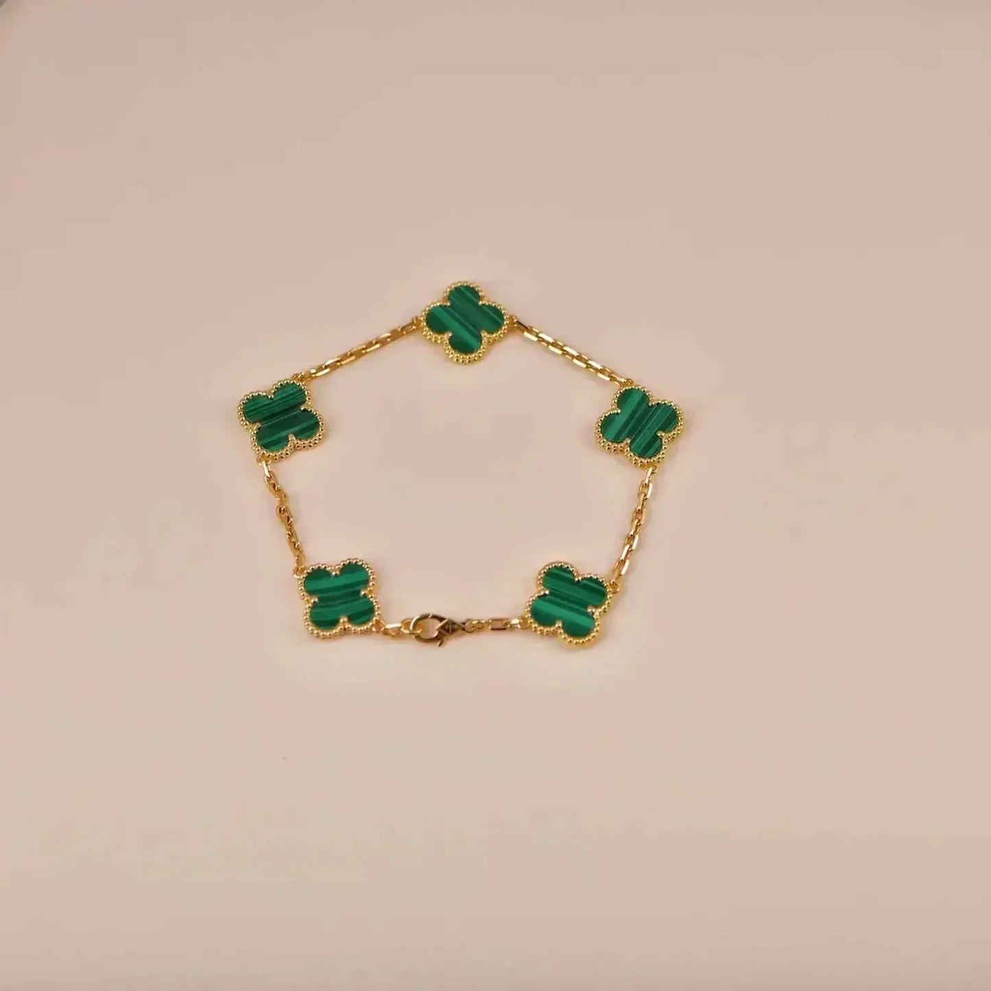 [AuraEcho] CLOVER 5 MOTIF MALACHITE BRACELET COLLECTION