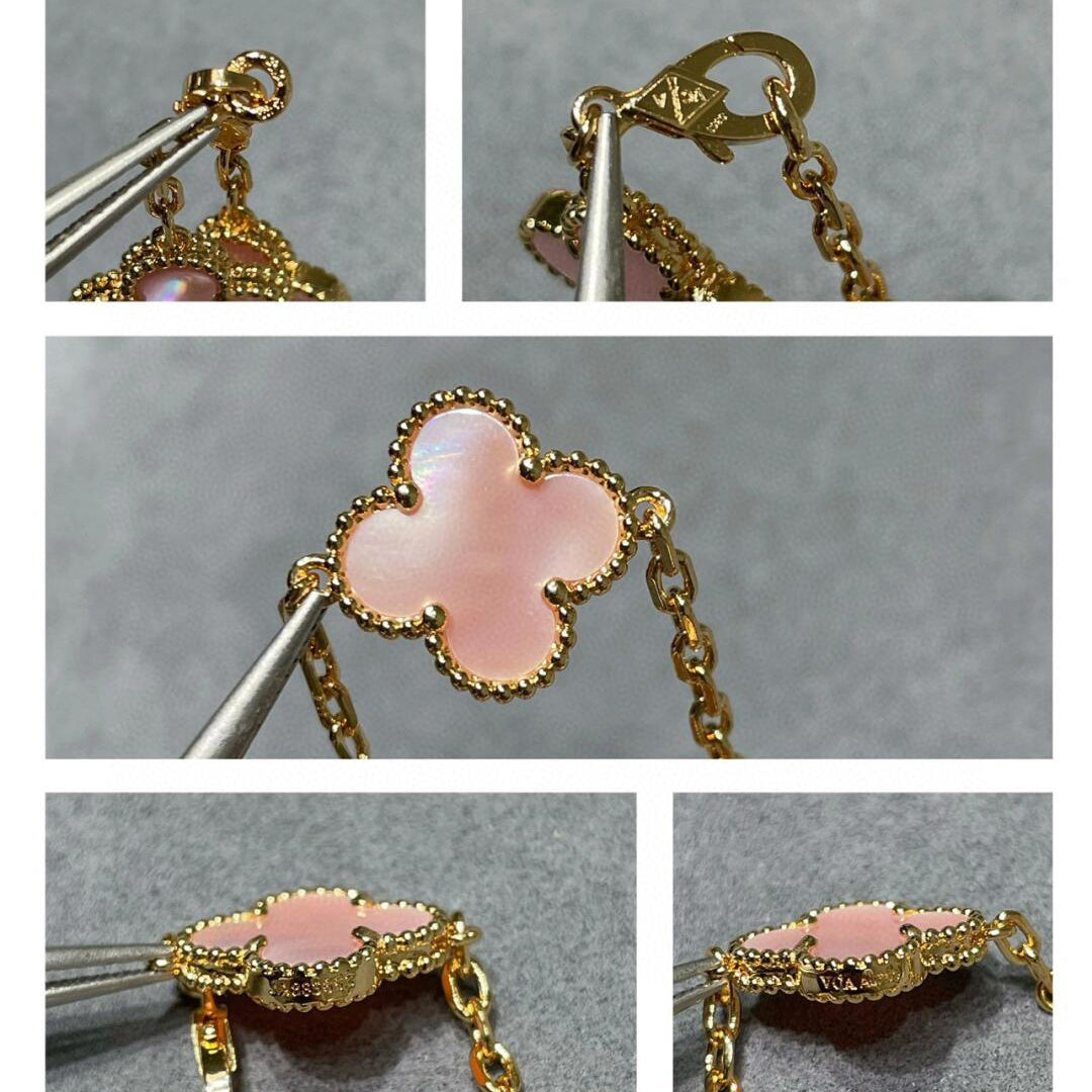 [AuraEcho]CLOVER 10 MOTIFS PINK MOP NECKLACE