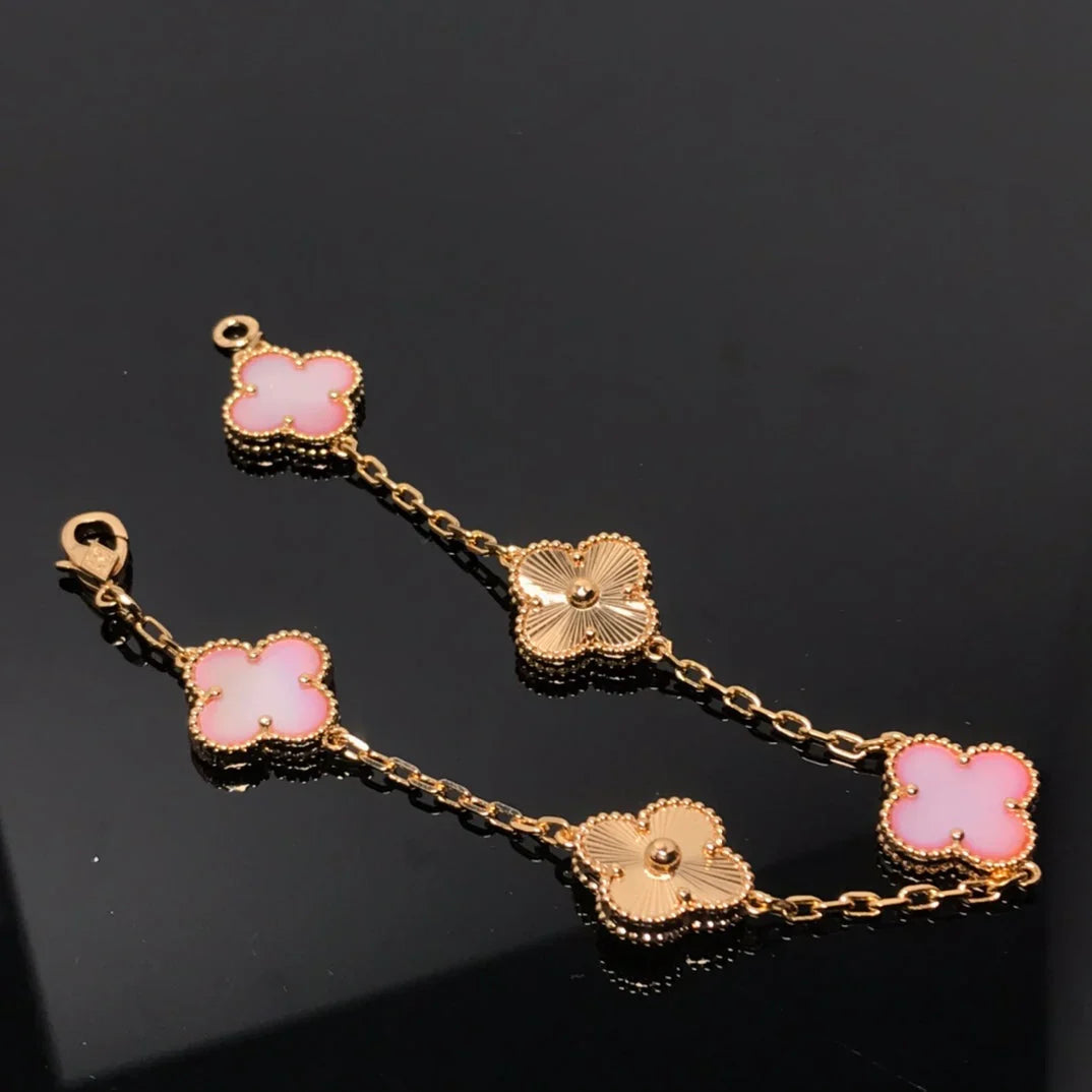 [AuraEcho] CLOVER 5 MOTIFS  PINK MOP BRACELET COLLECTION