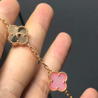 [AuraEcho] CLOVER 5 MOTIFS  PINK MOP BRACELET COLLECTION