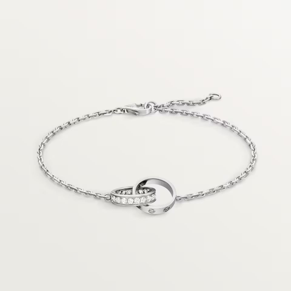 [AuraEcho]LOVE DOUBLE RING HALF DIAMOND BRACELET