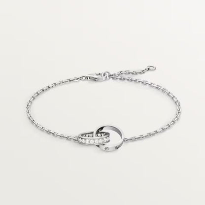 [AuraEcho]LOVE DOUBLE RING HALF DIAMOND BRACELET